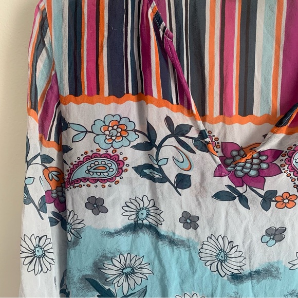 Coldwater Creek 100% Silk Floral Striped Tunic Top - Picture 6 of 12